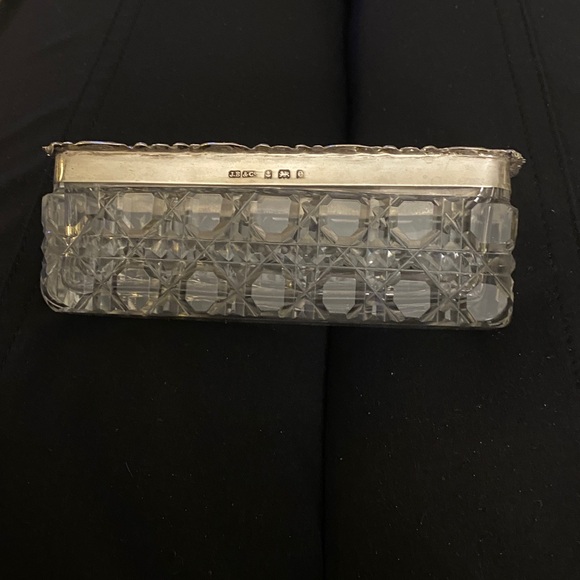 Antique English Silver & Hobnail Cut Crystal Trinket Box - Picture 4 of 16